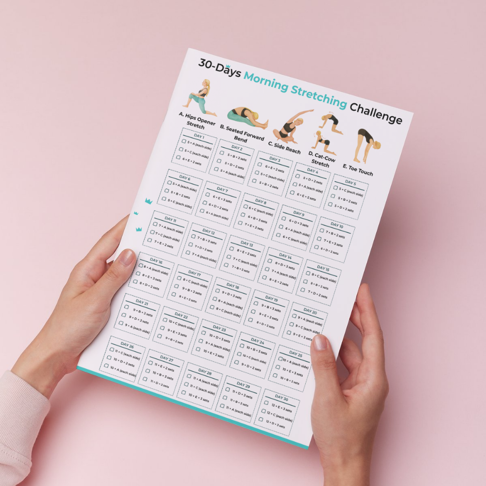 PostureKing 30-Day Morning Stretching Challenge (Digital Product | Printable PDF | A4)
