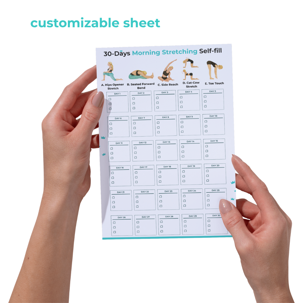 PostureKing 30-Day Morning Stretching Challenge (Digital Product | Printable PDF | A4)